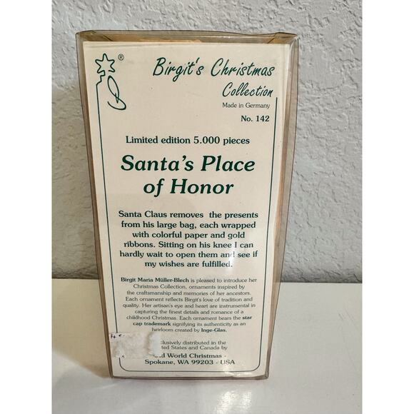 Birgit’s Christmas Collection-Santa’s Place of Honor Glass Ornament - Picture 2 of 7